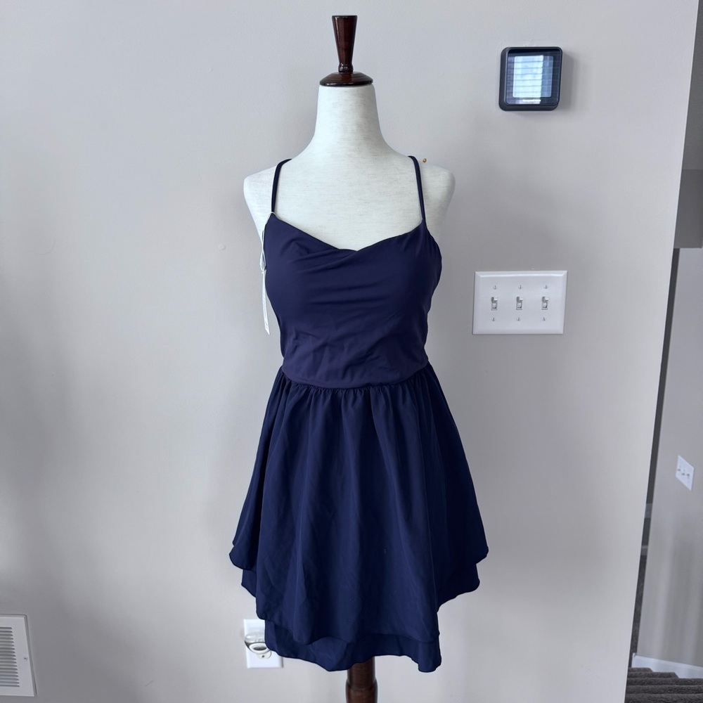 NWT! Halara Breezeful Lace Up Tiered Ruffle Quick Dry Flowy Mini Slip Dress - Picture 3 of 9